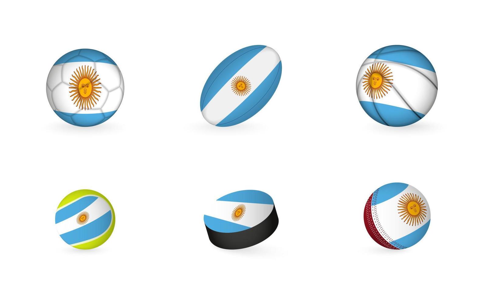 equipamentos esportivos com bandeira da argentina. conjunto de ícones de esportes. vetor