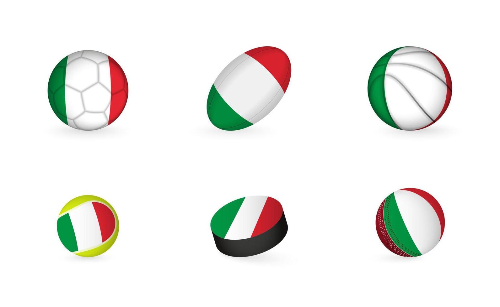 equipamentos esportivos com bandeira da itália. conjunto de ícones de esportes. vetor