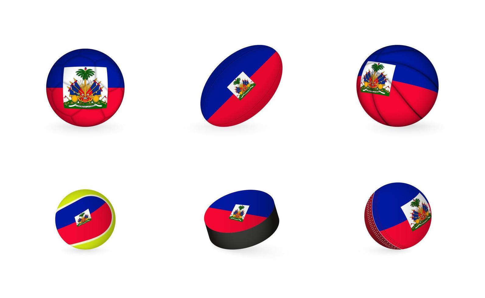 equipamentos esportivos com bandeira do haiti. conjunto de ícones de esportes. vetor