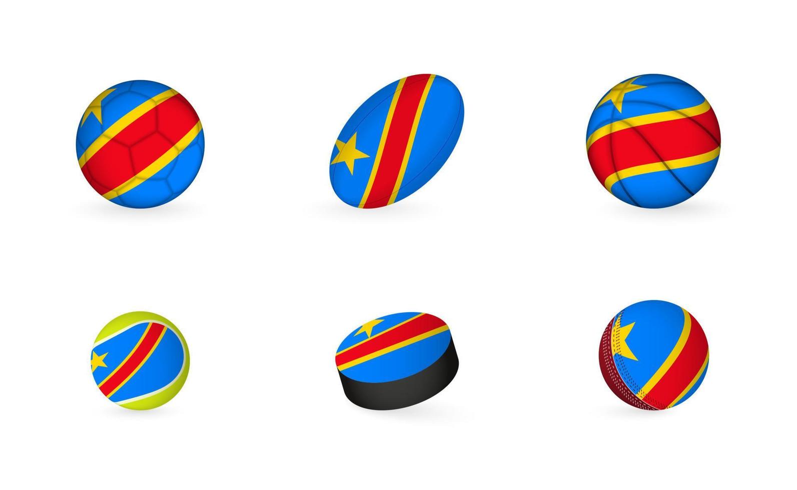 equipamentos esportivos com bandeira do dr congo. conjunto de ícones de esportes. vetor