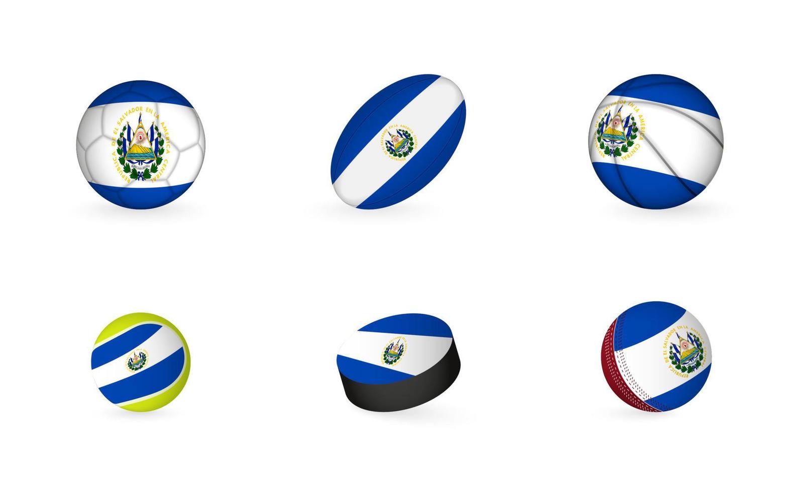 equipamentos esportivos com bandeira de el salvador. conjunto de ícones de esportes. vetor