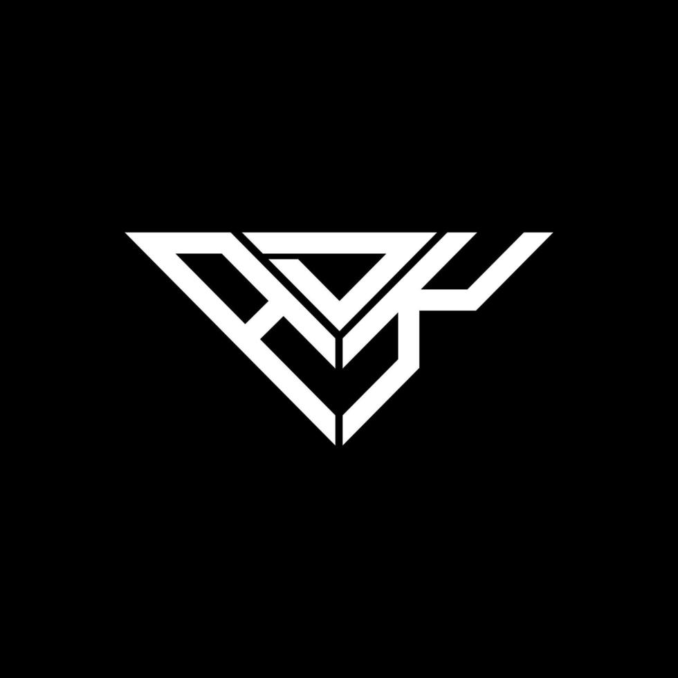 design criativo do logotipo da carta adk com gráfico vetorial, logotipo simples e moderno adk em forma de triângulo. vetor