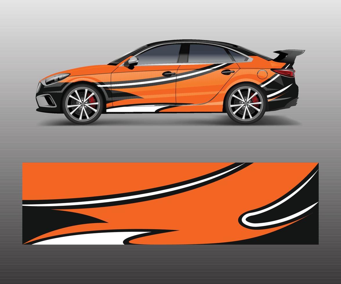 design de envoltório para carro esporte personalizado. decalque de envoltório de carro de corrida esportiva e design de adesivo. vetor