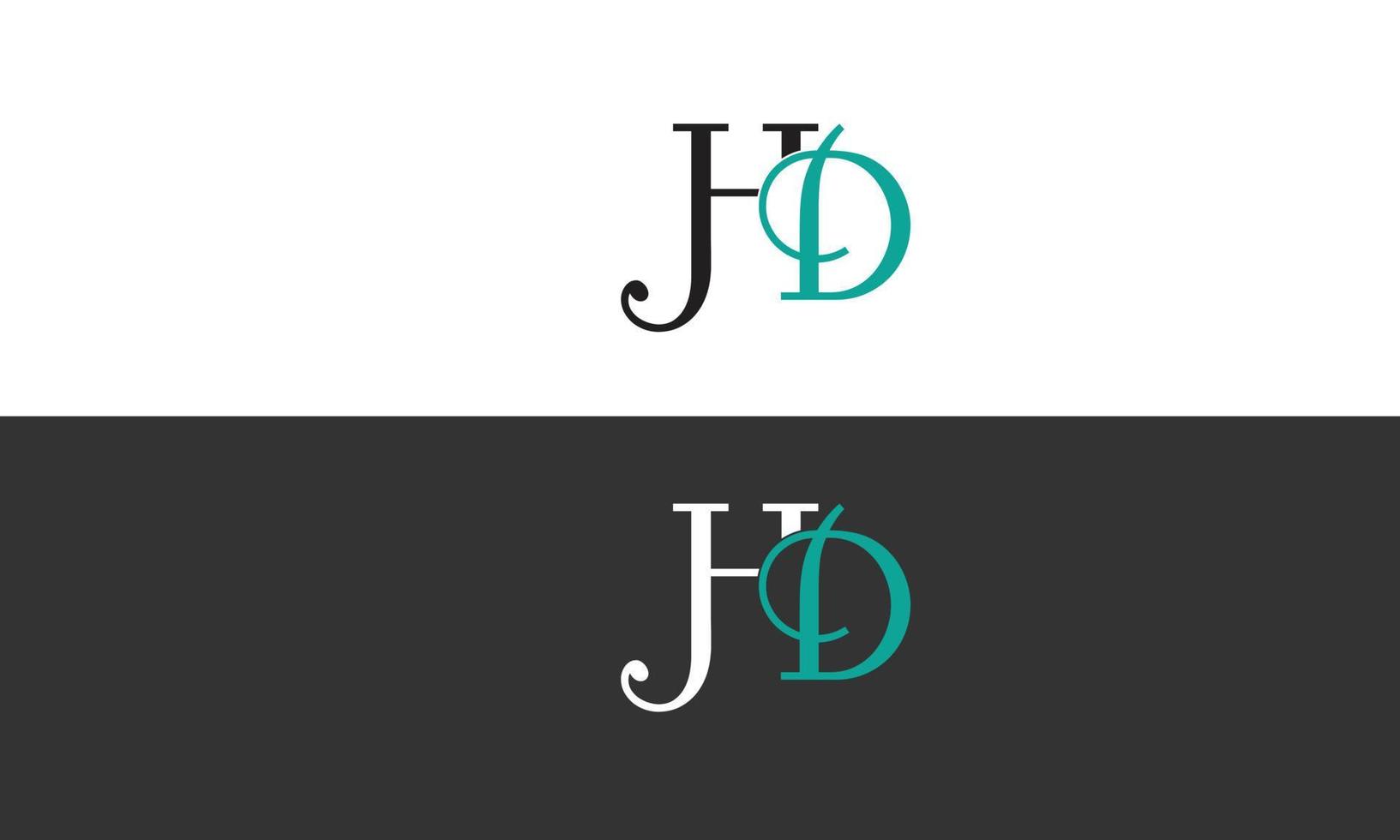 letras do alfabeto iniciais monograma logotipo hd, dh, h e d vetor