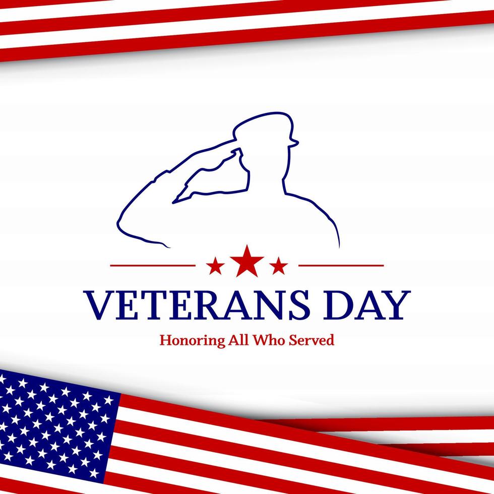 dia dos veteranos com bandeira americana, design moderno vetor