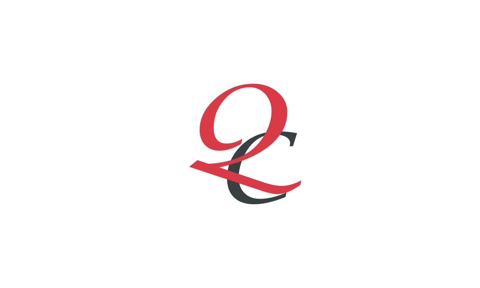 letras do alfabeto iniciais monograma logotipo qc, cq, q e c vetor