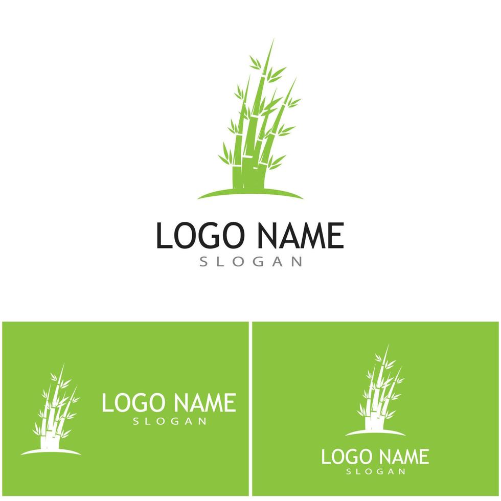 bambu com modelo de vetor de ilustração de logotipo de folha verde