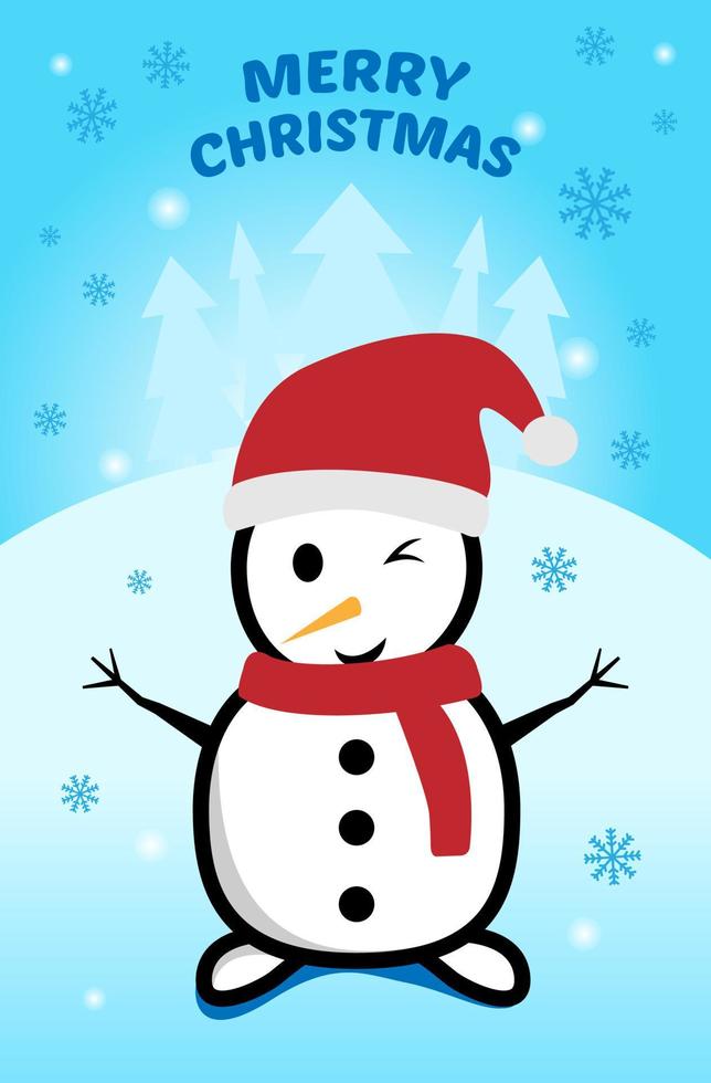 ilustração vetorial gráfico de boneco de neve bonito. bom para mídia social, cartão de felicitações, feed de história ou cartão-presente vetor