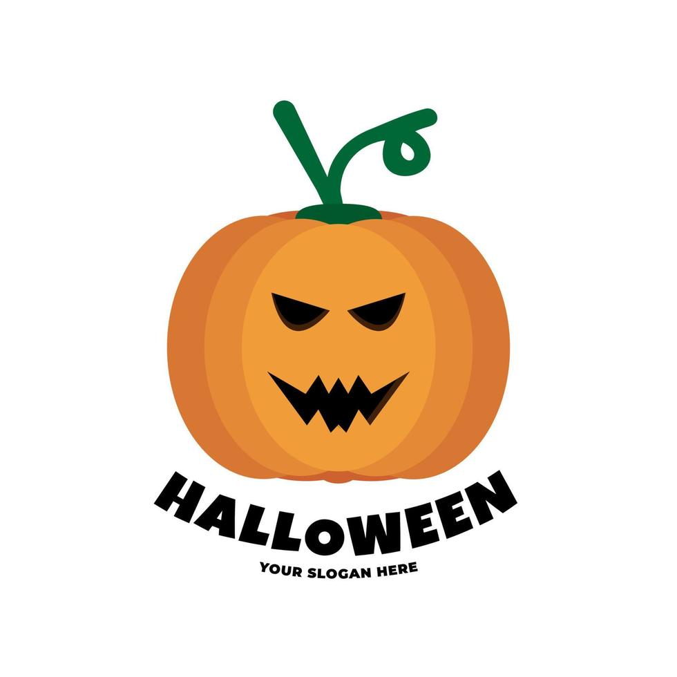 logotipo de halloween para seu projeto com ilustração vetorial de abóbora desenhada à mão. esta ilustração pode ser usada como cartão de felicitações, pôster ou impressão. vetor