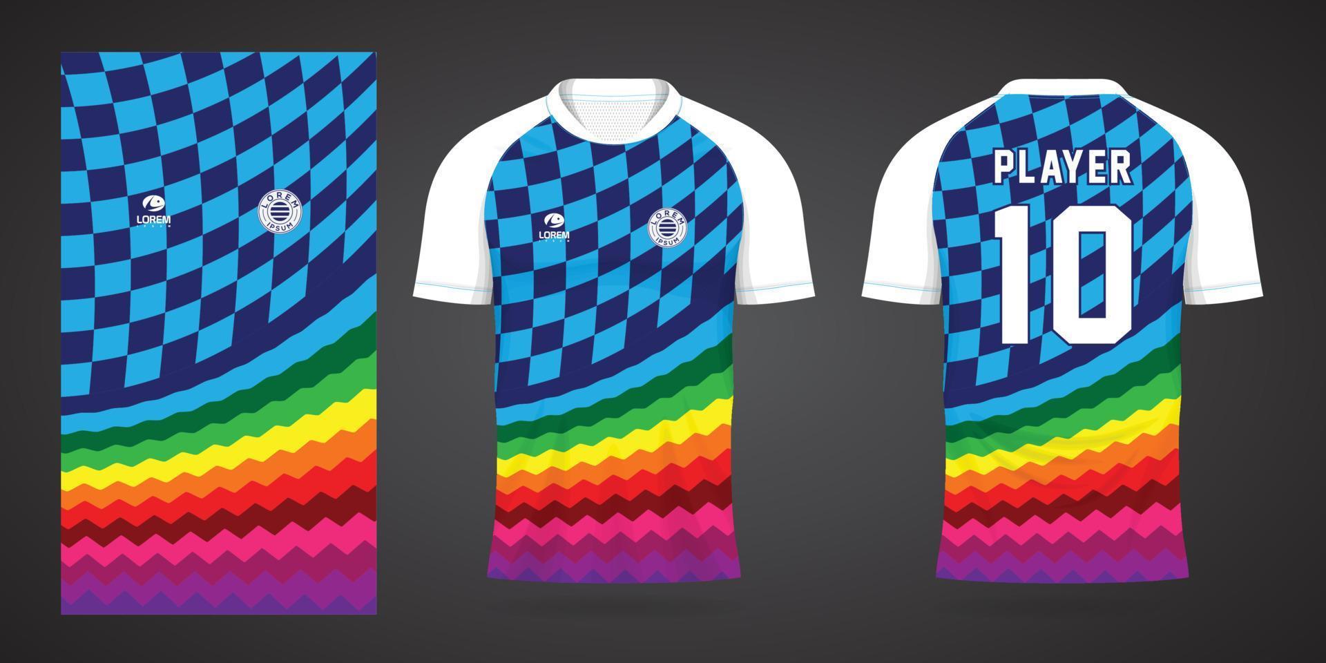 modelo de design de esporte de camisa de futebol colorida vetor