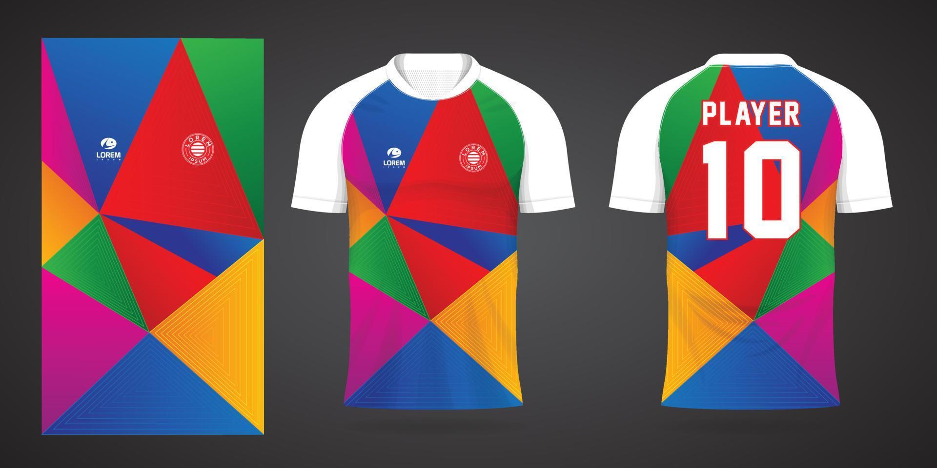 modelo de design de esporte de camisa de futebol colorida vetor