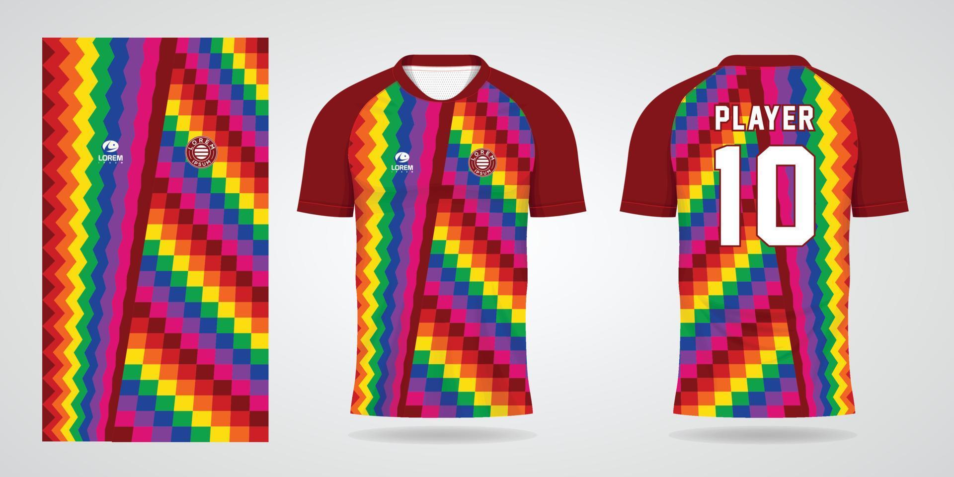 modelo de design de esporte de camisa de futebol colorida vetor