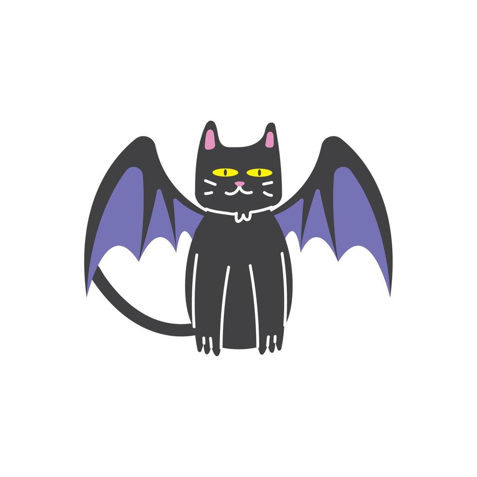 gato de halloween com asas de morcego vetor