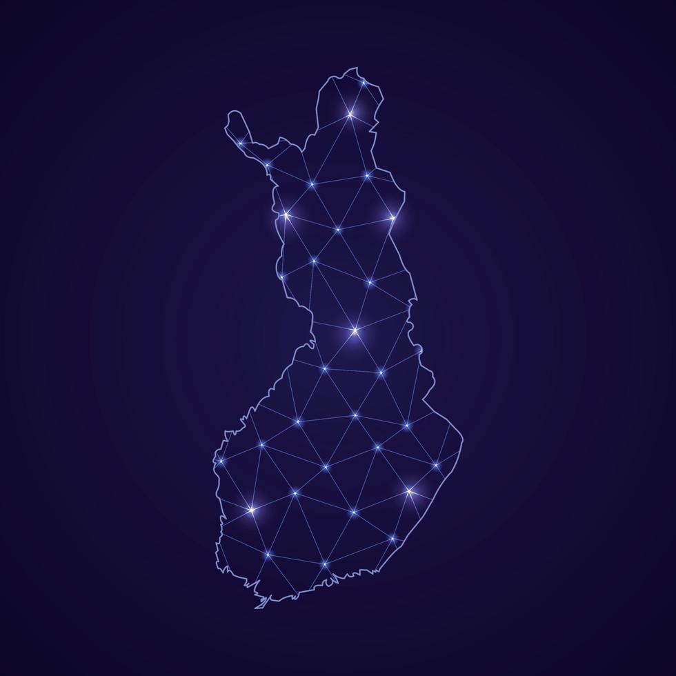 mapa de rede digital da Finlândia. linha de conexão abstrata e ponto vetor