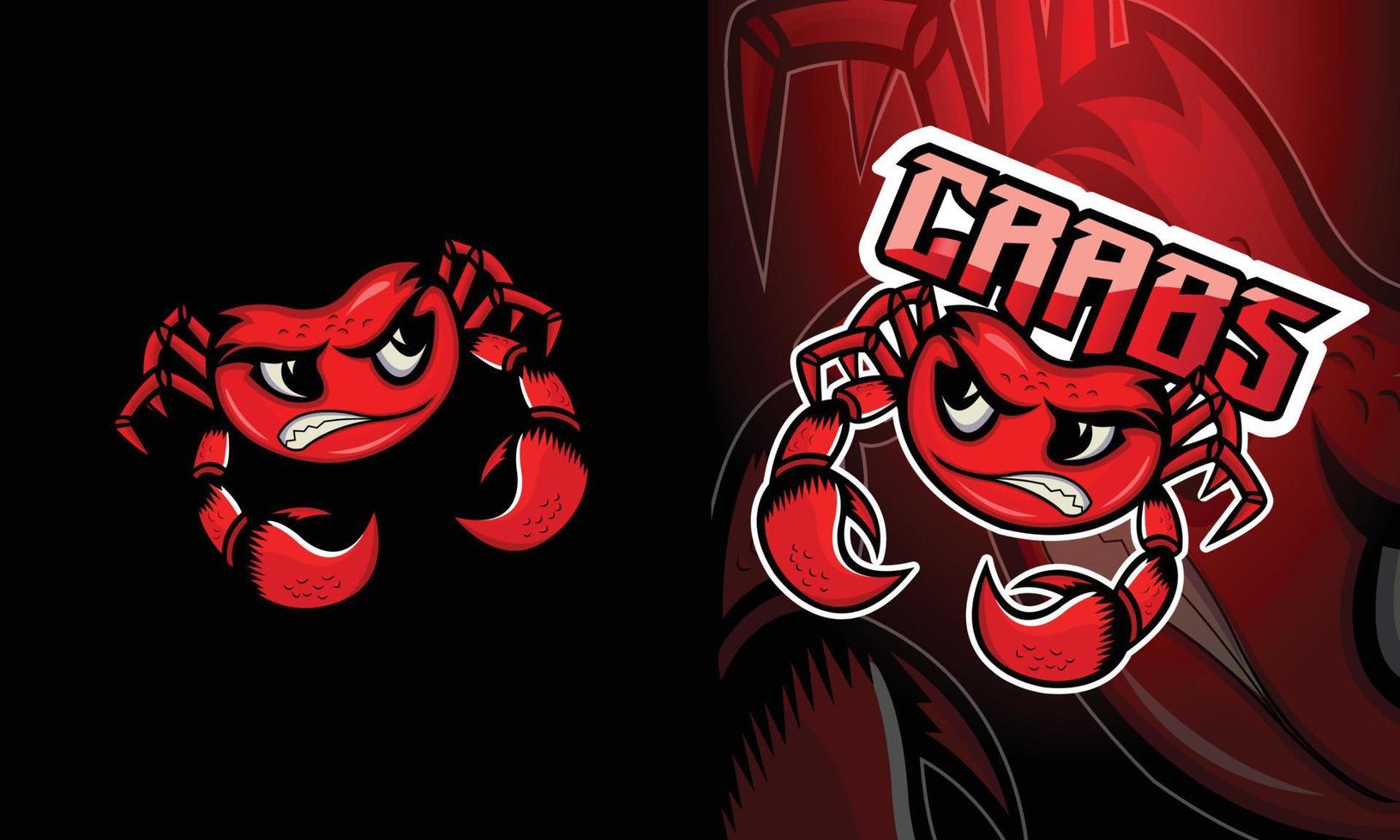 design de vetor de logotipo de mascote de e-sports de caranguejo com raiva.