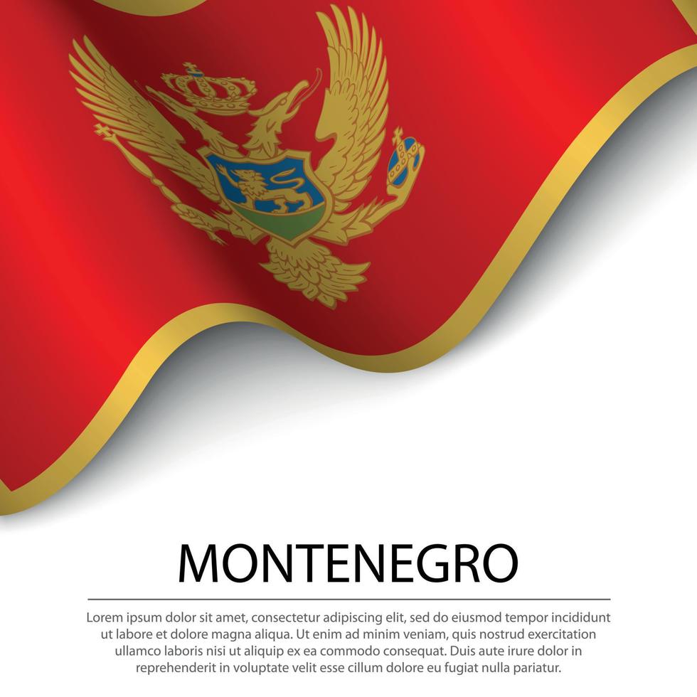 acenando a bandeira do montenegro em fundo branco. faixa ou faixa vetor