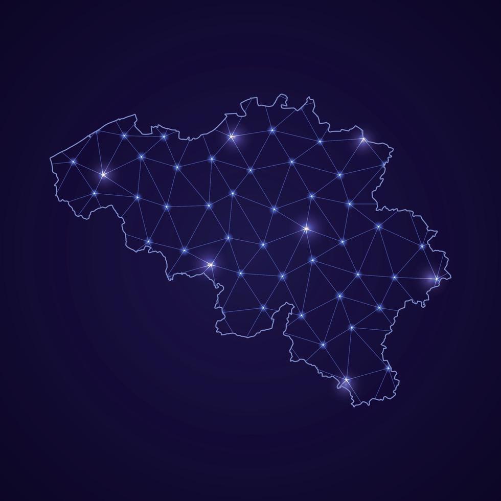 mapa de rede digital da Bélgica. linha de conexão abstrata e ponto vetor