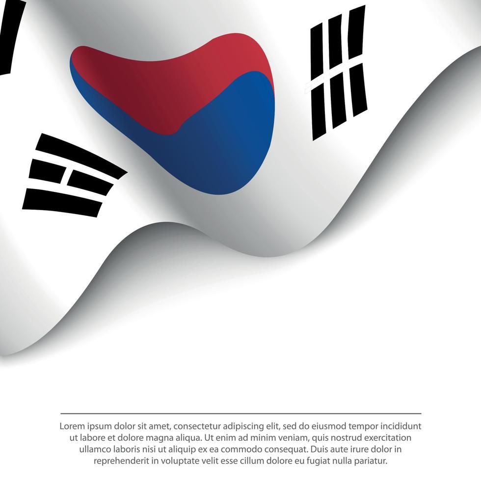 acenando a bandeira da coreia do sul em fundo branco. faixa ou fita vetor