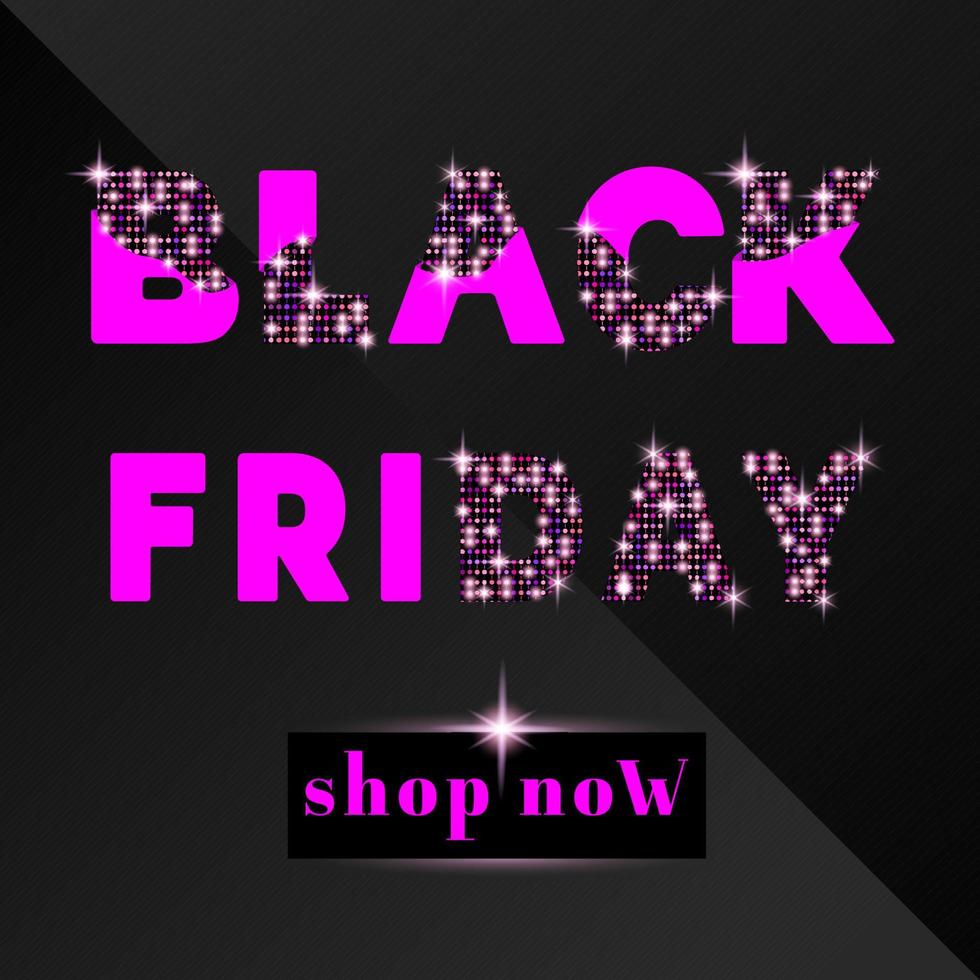 venda de sexta-feira negra. letras brilhantes em um fundo preto. super venda para cabeçalho, banner, flyer, web, design. vetores