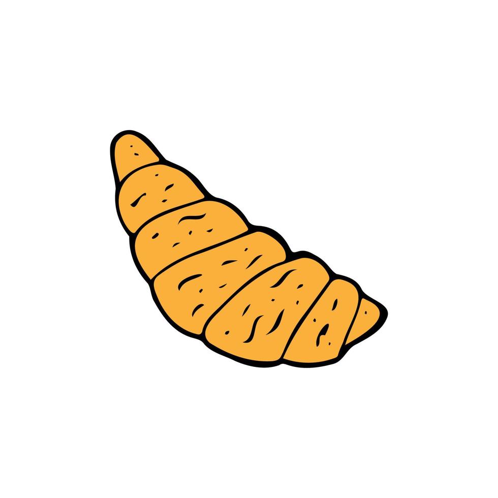 croissant de doodle desenhado à mão. clipart de vetor em cores.