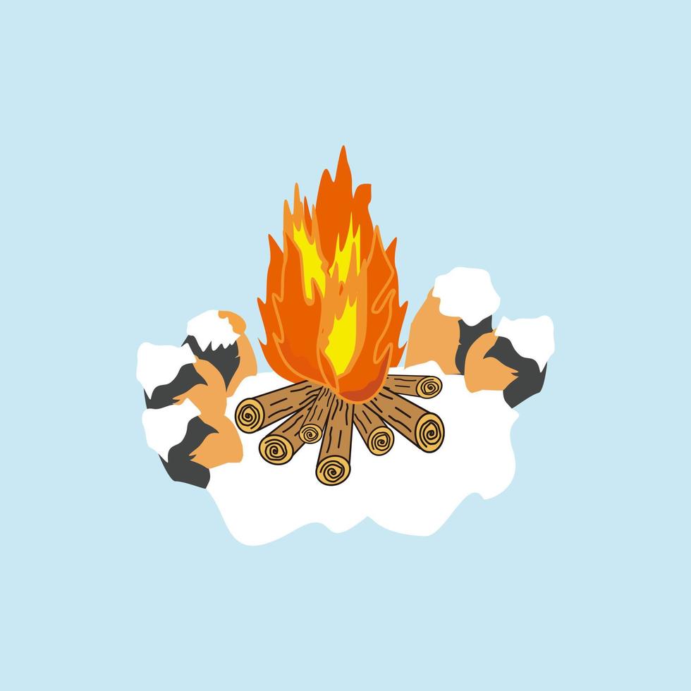fogueira quente no inverno, vetor de design de ilustração