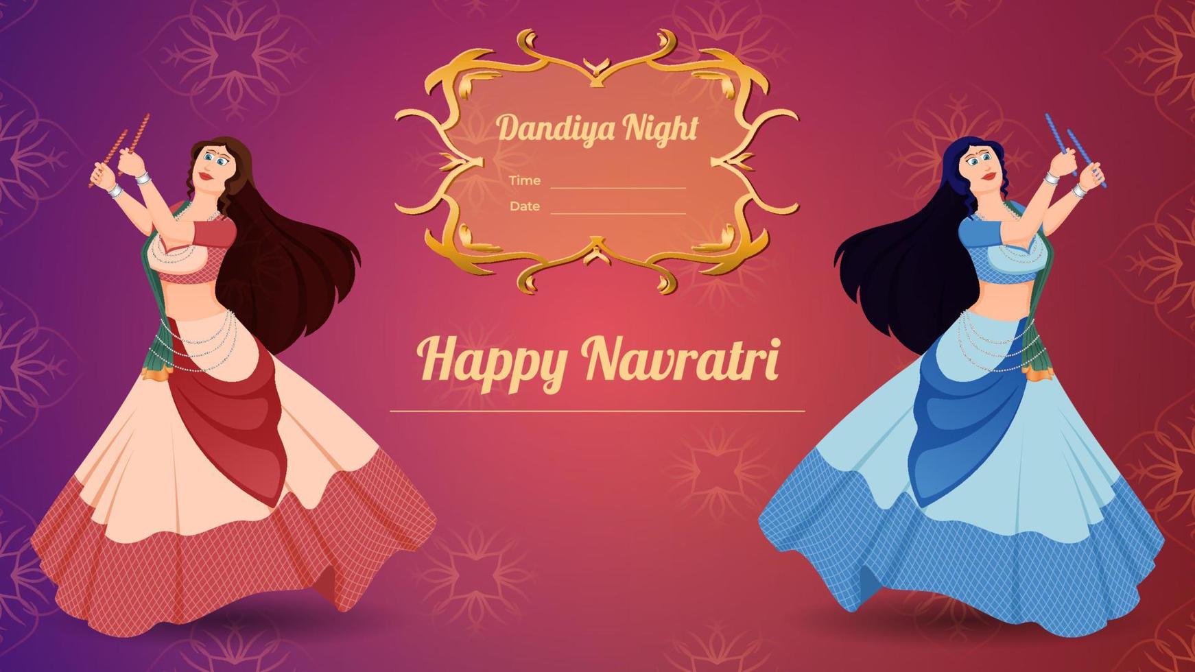 banner vetorial dandiya, feliz navratri. vetor