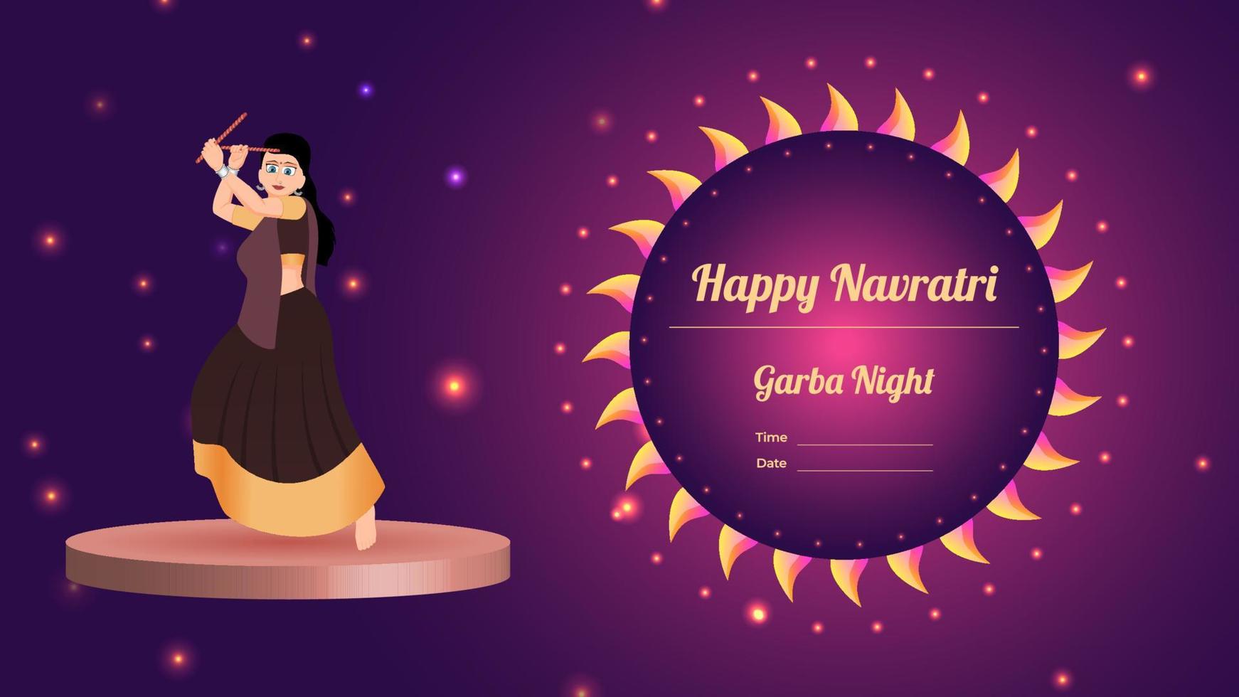 ilustração de banner de vetor de garota dandiya, vetor de banner criativo de dandiya, feliz navratri.