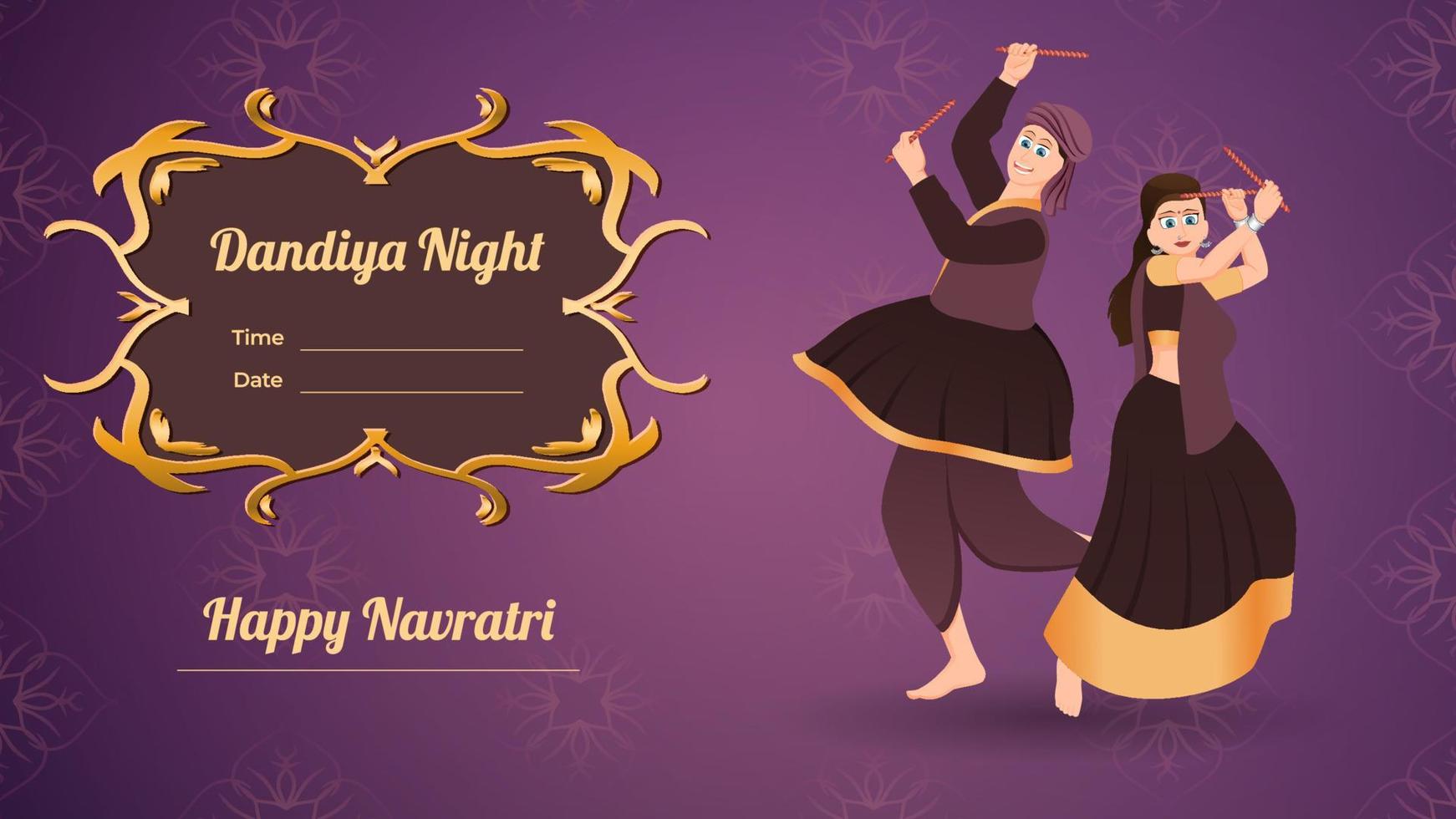 casal dandiya night banner vector, feliz navratri. vetor