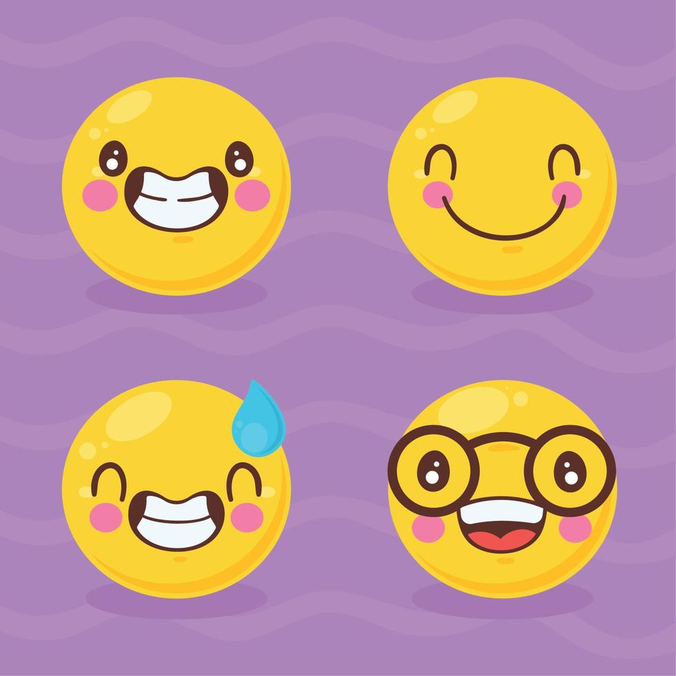 quatro emoticons clássicos vetor