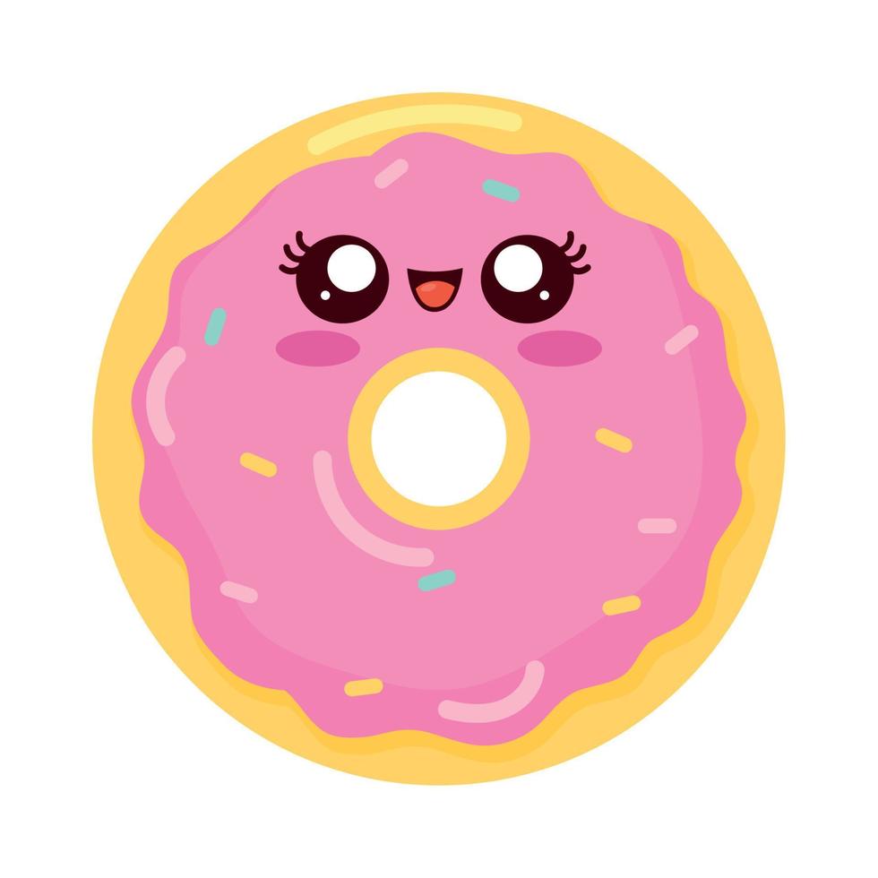 comida doce donut kawaii vetor