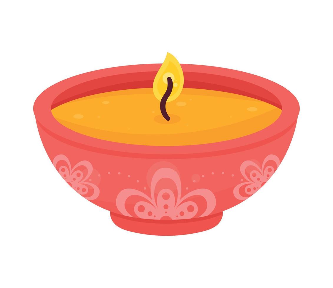 vela vermelha da cerimônia de diwali vetor