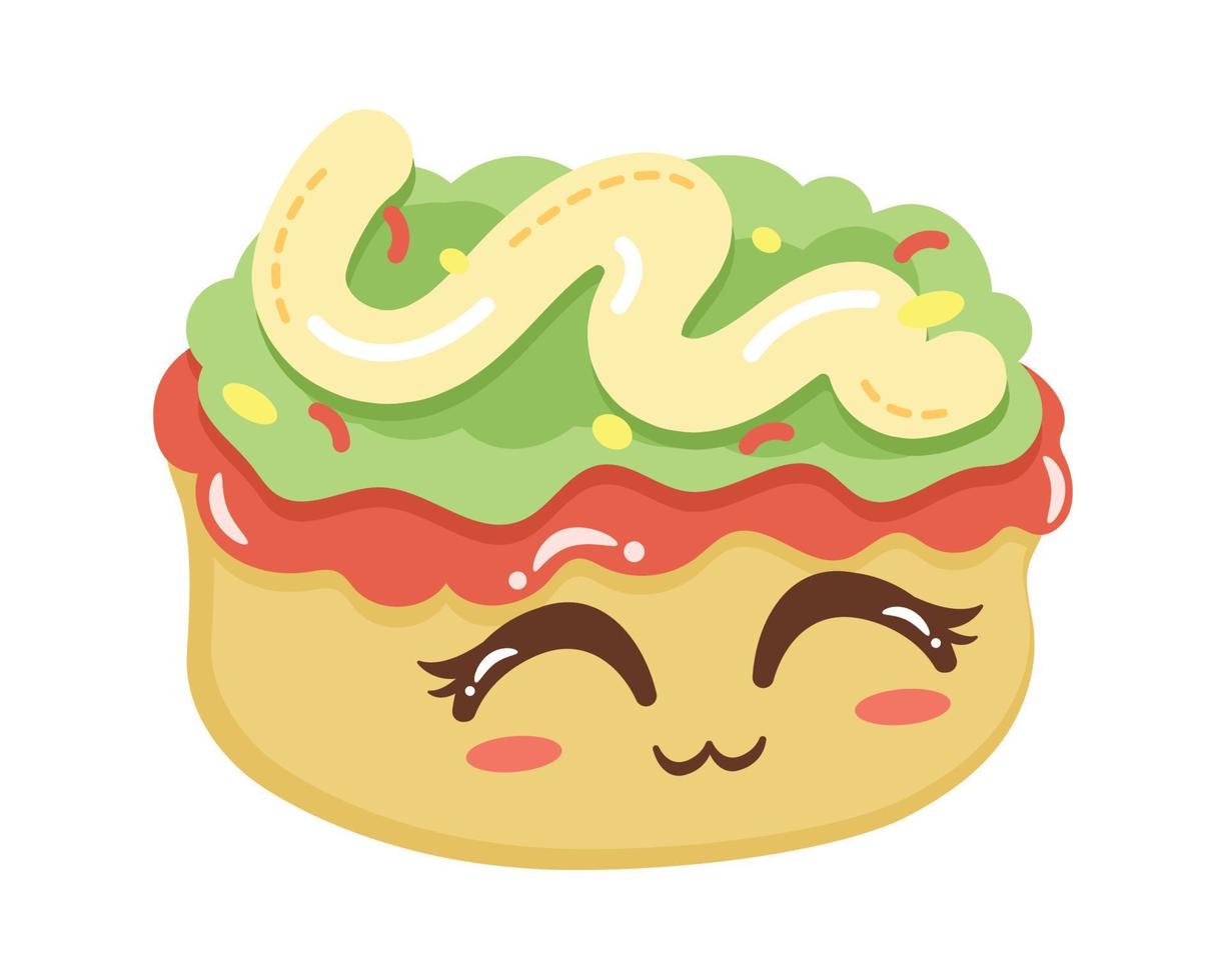 sushi roll comida japonesa kawaii vetor