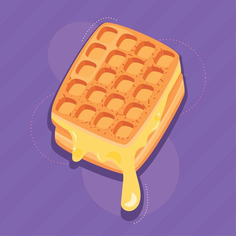waffle quadrado com manteiga vetor
