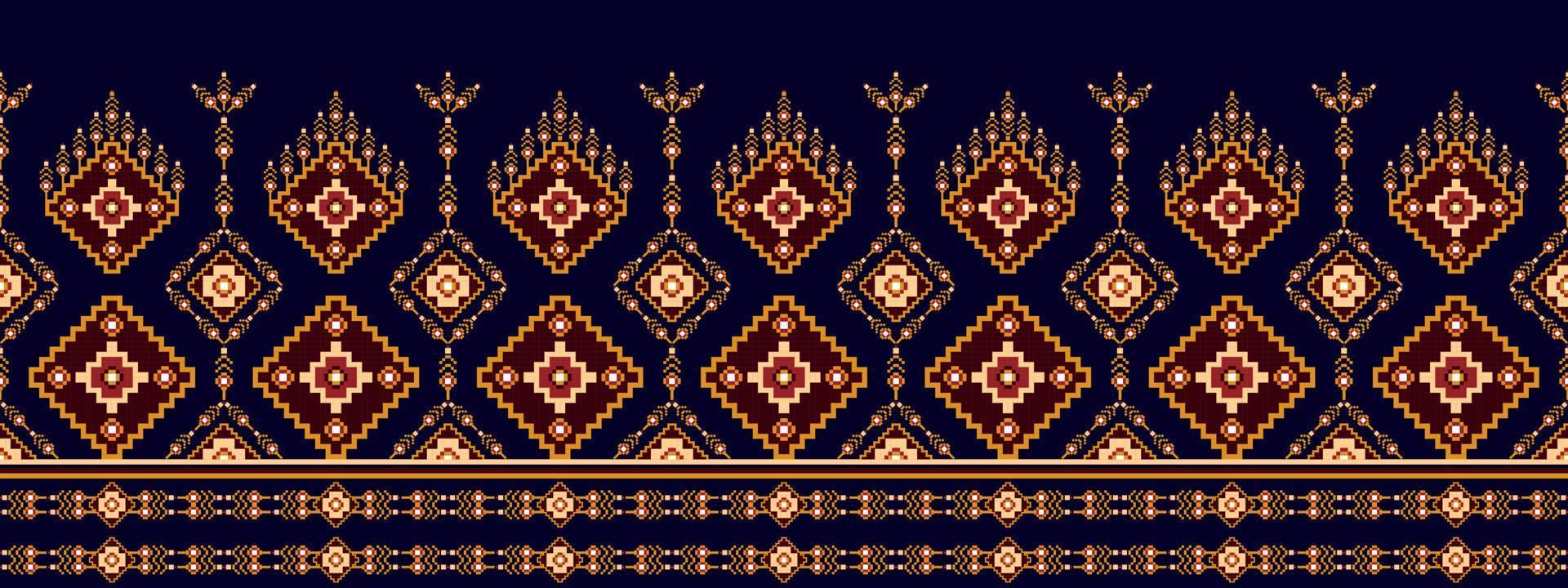 design de padrão sem emenda étnico ikat. tecido asteca tapete boho mandalas têxtil decoração papel de parede. motivo nativo tribal flor bordado tradicional vetor fundo ilustrado
