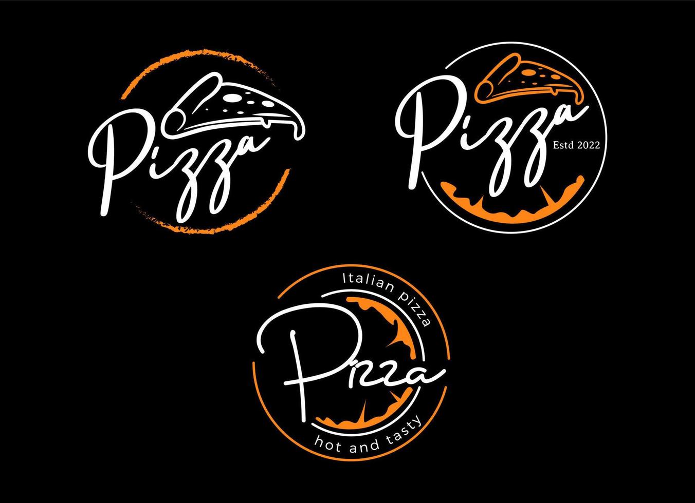 logotipo de design de estilo vintage de pizzaria italiana vetor