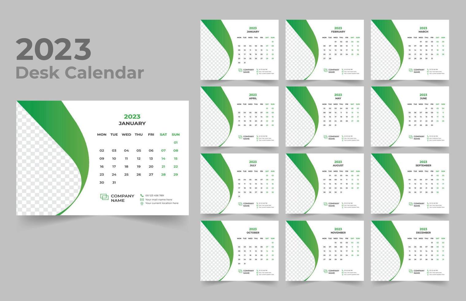 design de modelo de calendário de mesa 2023 vetor