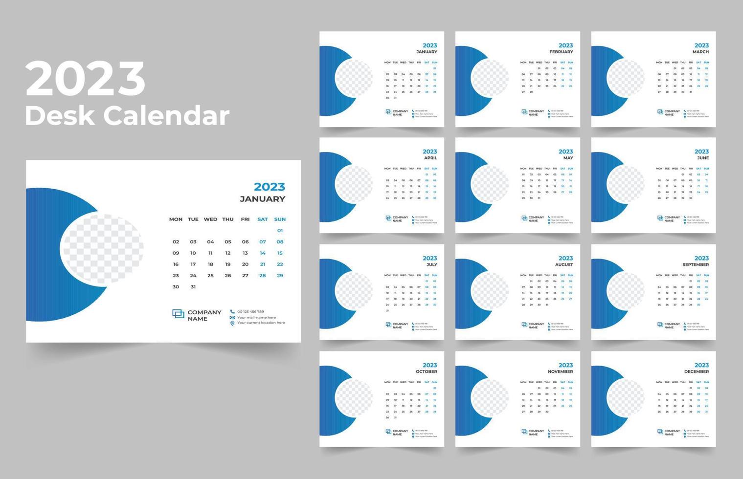 design de modelo de calendário de mesa 2023 vetor