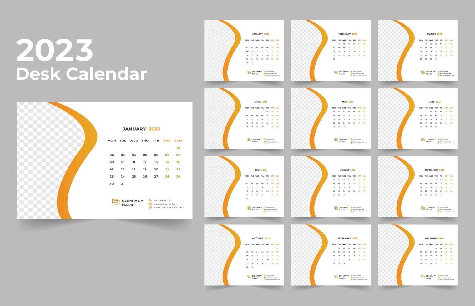 design de modelo de calendário de mesa 2023 vetor