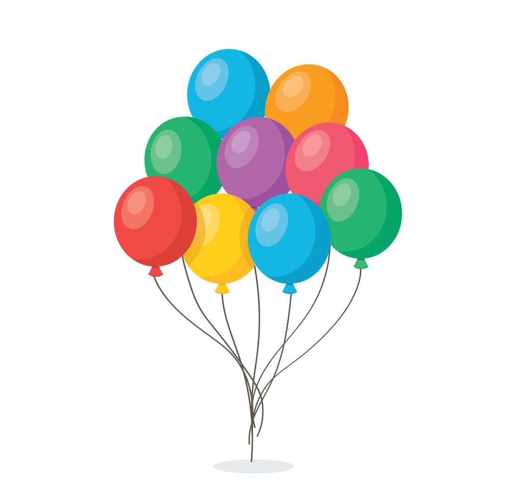grupo de balões coloridos. decorações de festa de celebração. ilustração vetorial vetor
