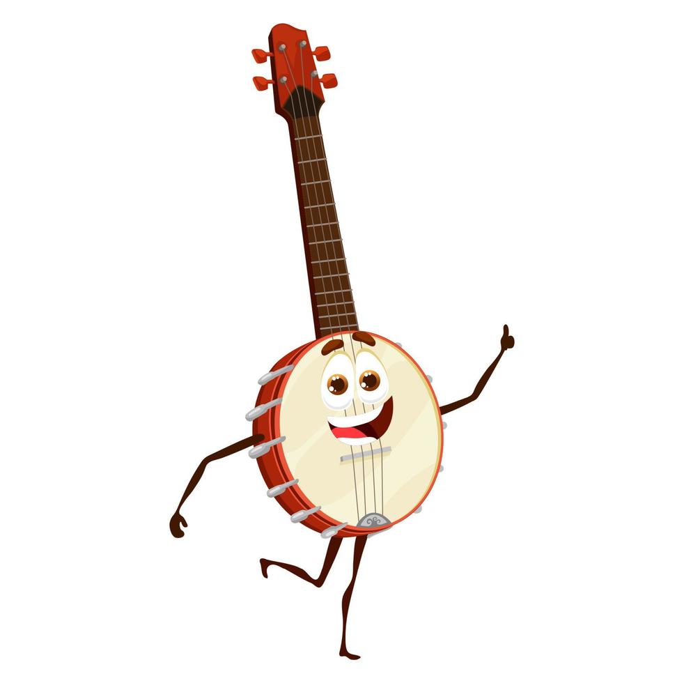 personagem de fantasia de instrumento de banjo dos desenhos animados, vetor