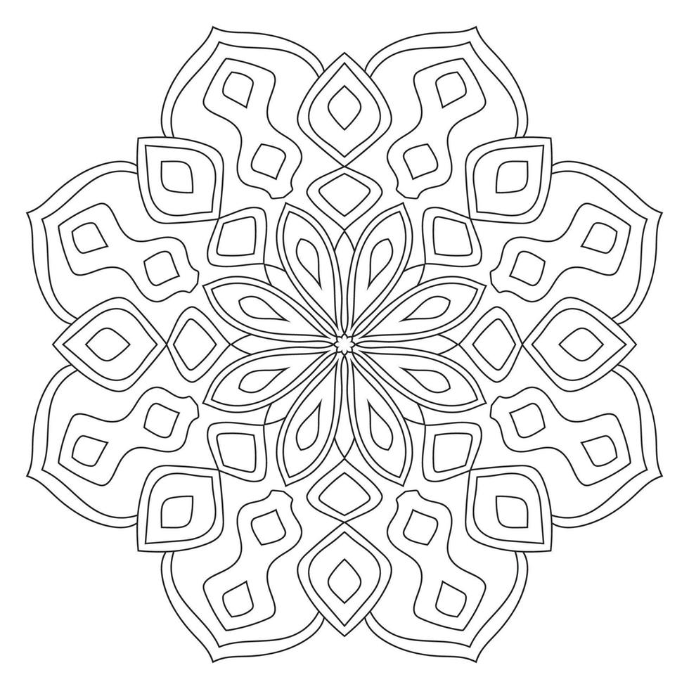 mandala fofa. flor redonda ornamental doodle isolada no fundo branco. ornamento decorativo geométrico em estilo oriental étnico. vetor