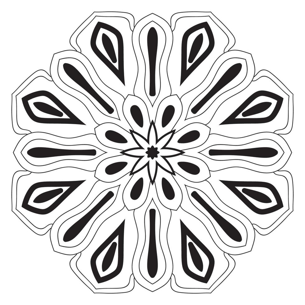 mandala fofa. flor redonda ornamental doodle isolada no fundo branco. ornamento decorativo geométrico em estilo oriental étnico. vetor