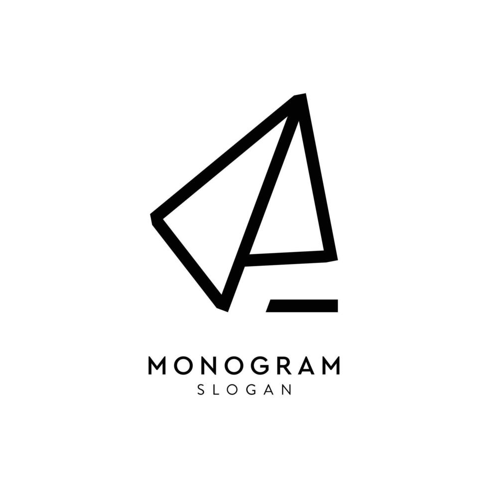 logotipo de monograma de arte de linha de avião de papel vetor