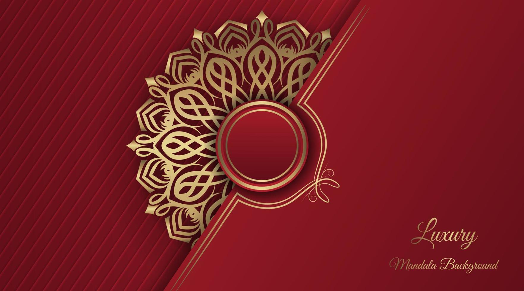 fundo de luxo vermelho, com decoração de mandala dourada vetor