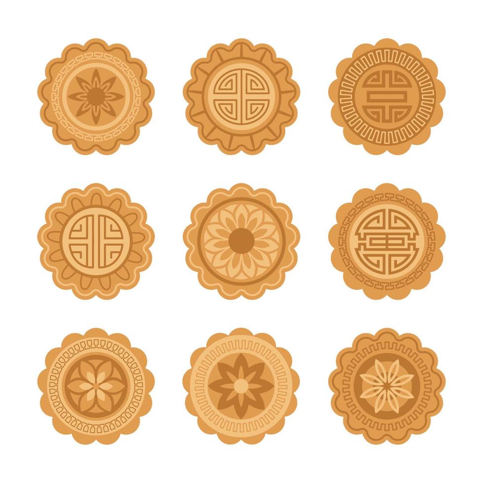 coleções de elementos mooncakes para o festival do meio outono vetor