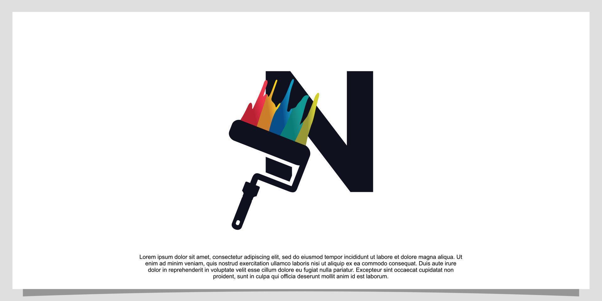 letra inicial de design de logotipo n para negócios com cor de tinta vetor