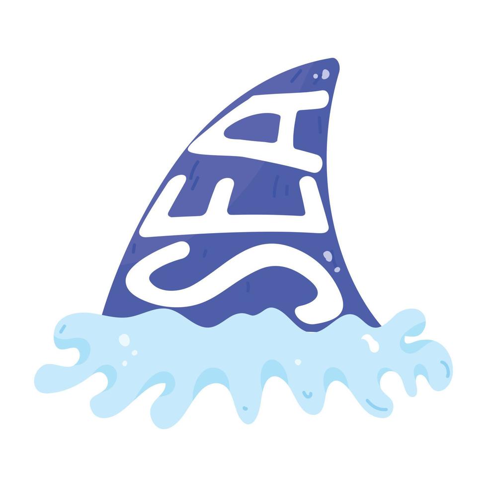 adesivo moderno ícone plano de barbatana de tubarão vetor