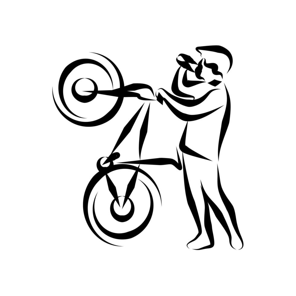 desenho de linha de ciclismo vetor