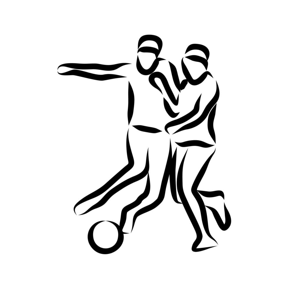 desenho de linha de alguém jogando futebol vetor