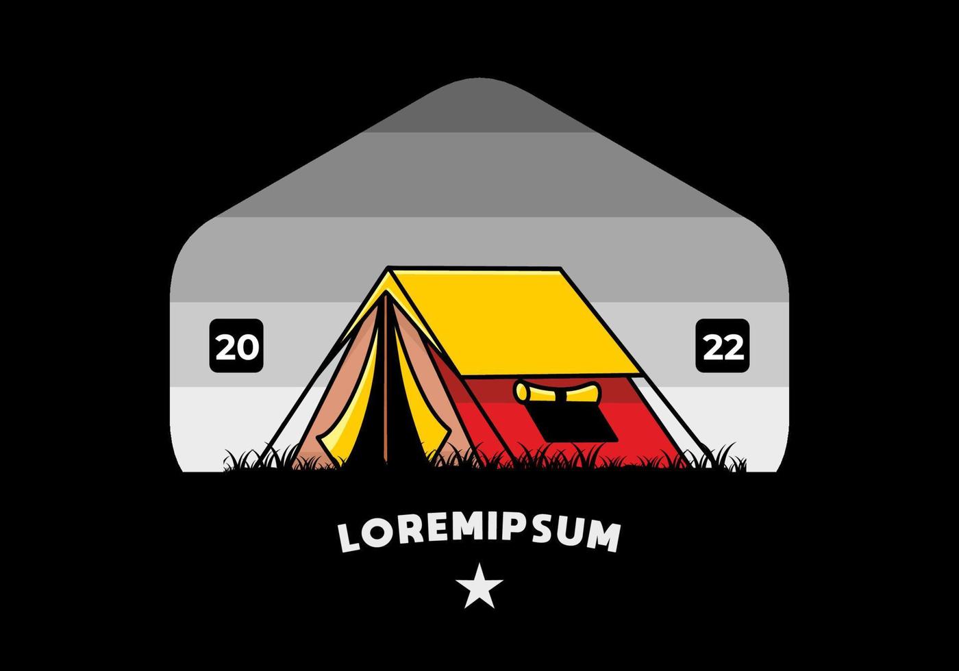 design de distintivo de ilustração plana de tenda de camada dupla vetor